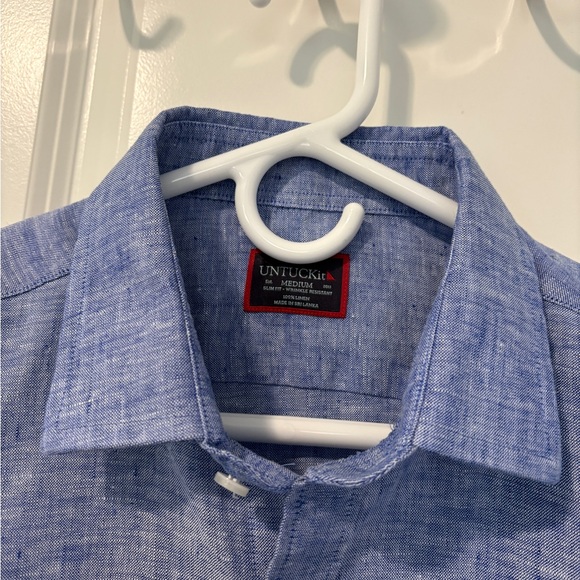 UNTUCKit Cameron Linen Slim Fit Short Sleeve Button Up Shirt Size Medium - Picture 3 of 11